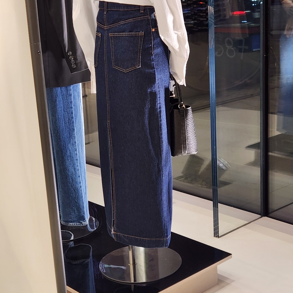 H&M Denim long skirt maxi topstitched dark blue size 6, 10 BNWT - Picture 11 of 15